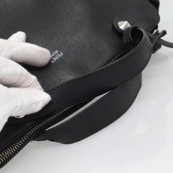 FENDI Hand Bag Leather Black Silver - Picture 7 of 14